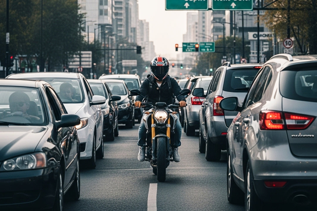 Motociclista en el tráfico